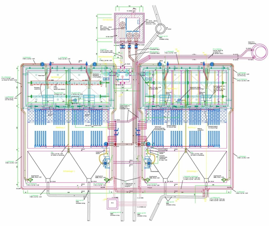 Technische Zeichnung der Kläranlage